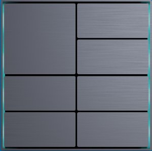 Dora-Serie KNX-Taster, Anthrazitgrau, 4-fach / 7-Tasten, eloxiertes Aluminium, interner Temperatursensor, 2 externe Eingänge. 86 x 86 x 8 mm